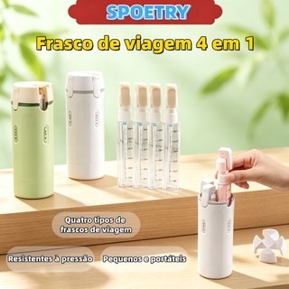 Frasco portátil de viagem 4 em 1 para gel de banho, shampoo e líquidos — ideal para casa ou viagem