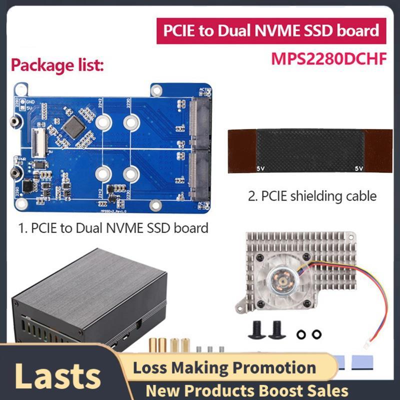 MPS2280D + Case + Pi5 Ventilador De Resfriamento Suporte 2280/2242/2230 SSD PCB Acessórios De Computador Para 5 PCIE M .