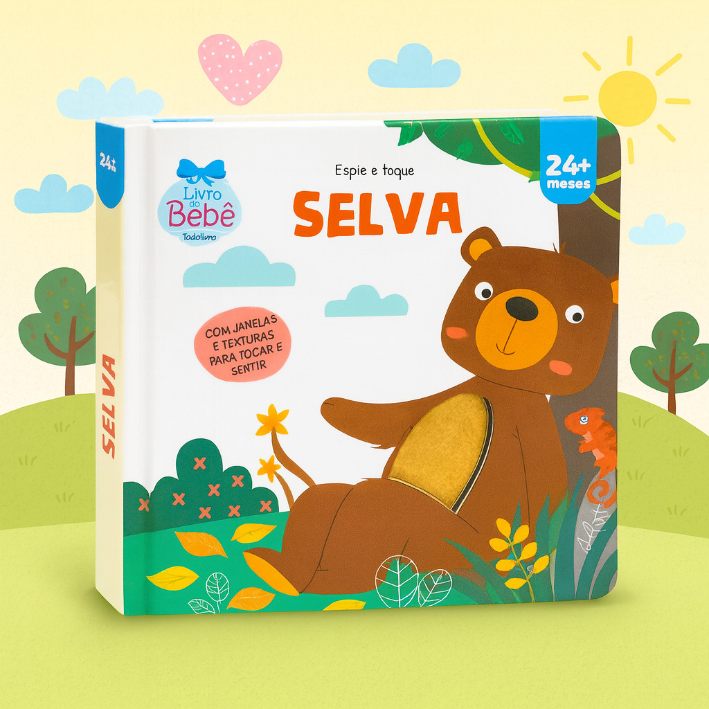 Livro Sensorial Infantil : Espie E Toque Animais Da Selva | Com Janelas De Texturas Leitura Interativa - Para Crianças