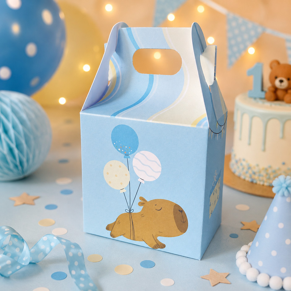 Kit 10/20/30 Maletas Capivara Azul - Caixinhas Lembrancinha Aniversário Infantil (Pegue e Monte)