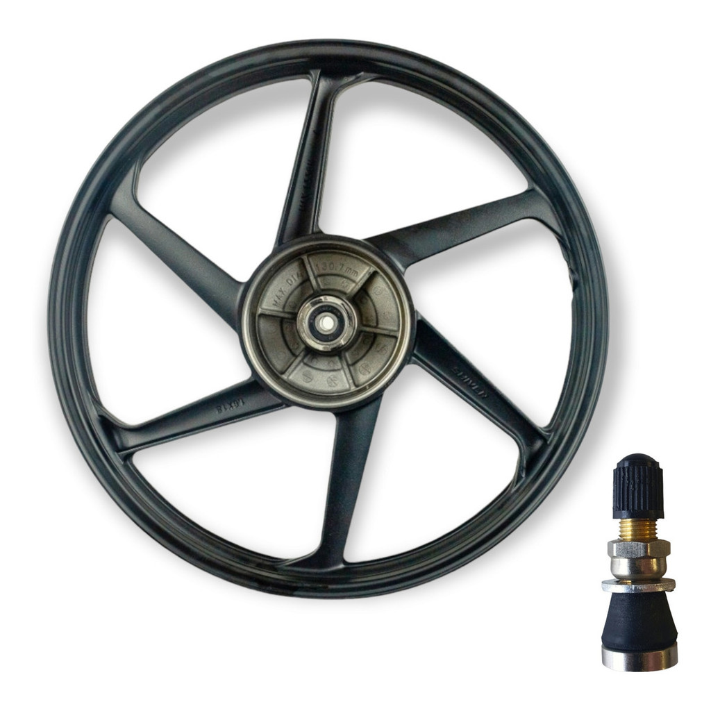 Roda Traseira Titan 150 E 160 Liga Leve freio tambor Lona Aro 18" SPEC 6 Palitos COM rolamentos Preto Fosco + BICO METAL