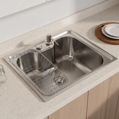 Cuba Para Cozinha Gourmet Pia Aço Inox 60x42cm Com Acessórios Cesto Escorredor Detergente