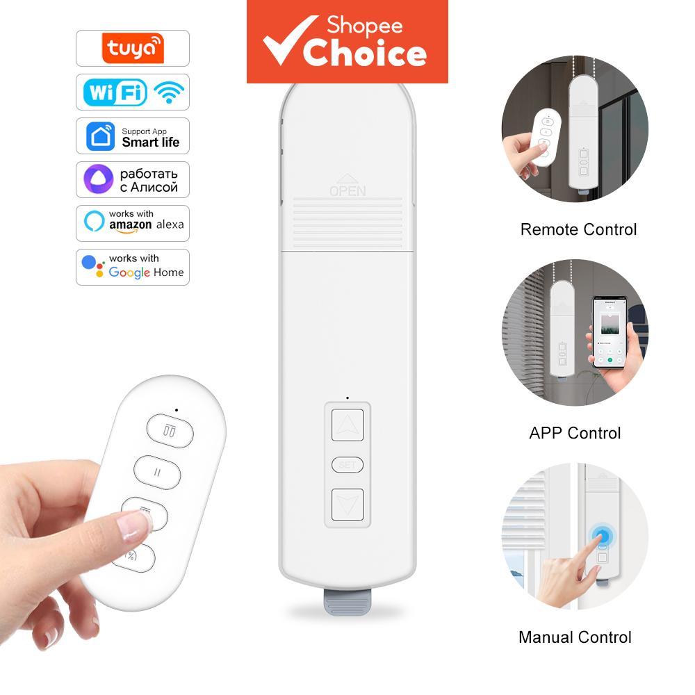 Tuya WiFi Motor Inteligente de Cortina Elétrica de Corrente, Sistema de Controle para Persianas e Cortinas com Miçangas,