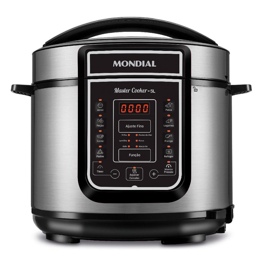 Imagem Panela de Pressão Elétrica 5 Litros Mondial Master Cooker PE38 Preta com Prata 127V