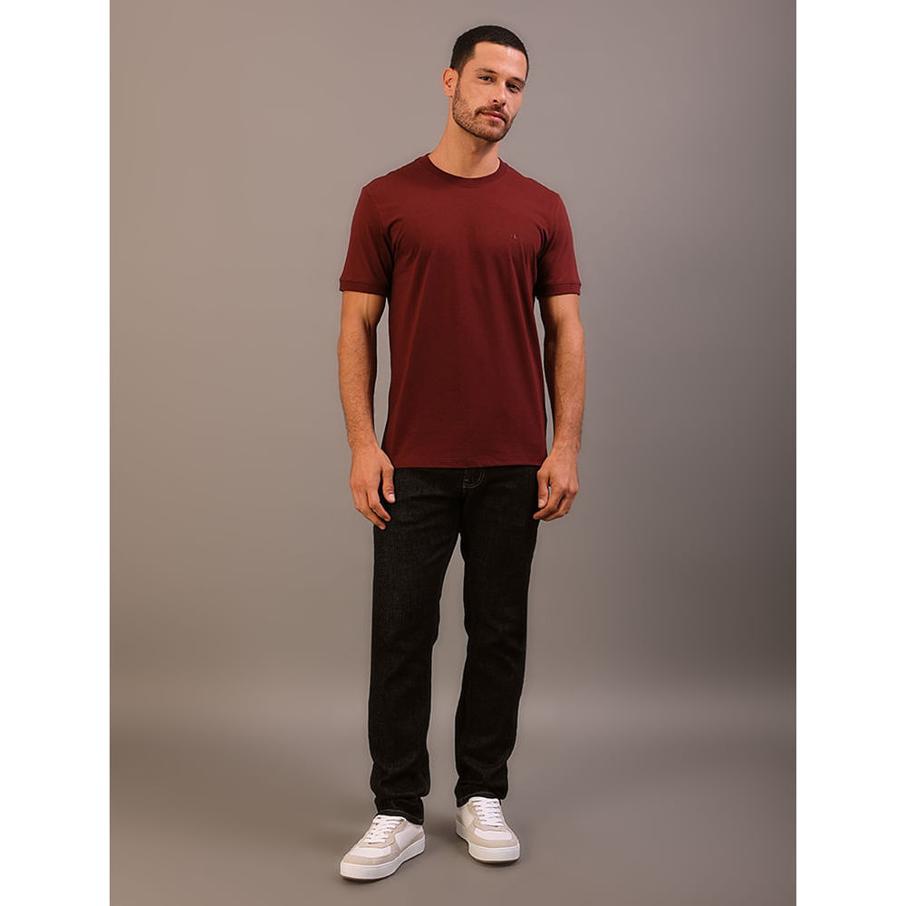 Imagem Camiseta Manga Curta Calvin Klein Jeans Masculino Malhão Com Punhos - Bordo