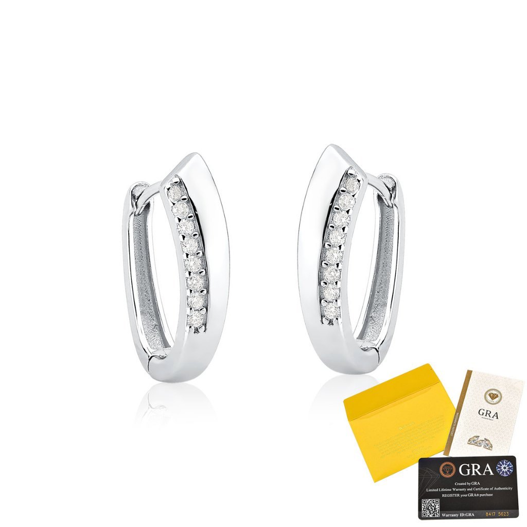 Brinco Moissanite de Prata 925 Argola Slim Cravejada e Detalhada