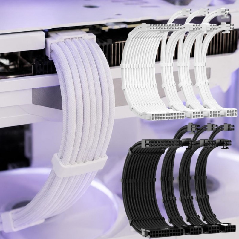 Cabo De Extensão PSU Da Caixa Do Computador-Manga Premium De Fio-Acessórios Para ATX-24Pin/CPU 8Pin-Placa-Mãe-Com Pentes