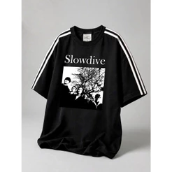 Camiseta Slowdive Manga Listrada Streetwear Unissex 100% Algodão Camisa Moda de Rua Premium Lançamento Várias Cores!!