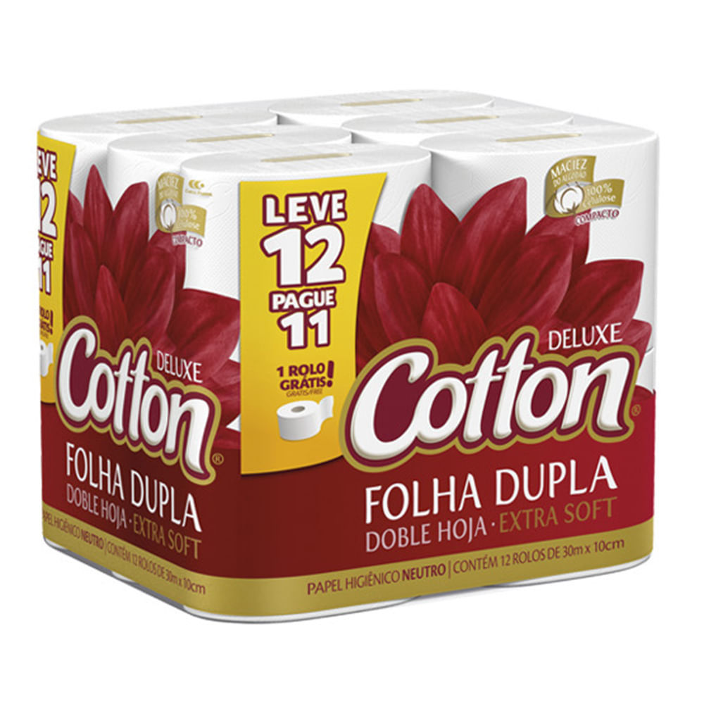 Imagem Papel Higiênico Cotton Folha Dupla Leve 12 Pague 11