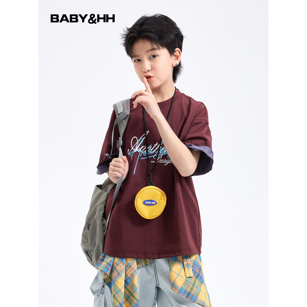 Meninos verão estilo coreano Solona contraste cor de manga curta camiseta 2026 novo estilo crianças meninos gelo meia ma