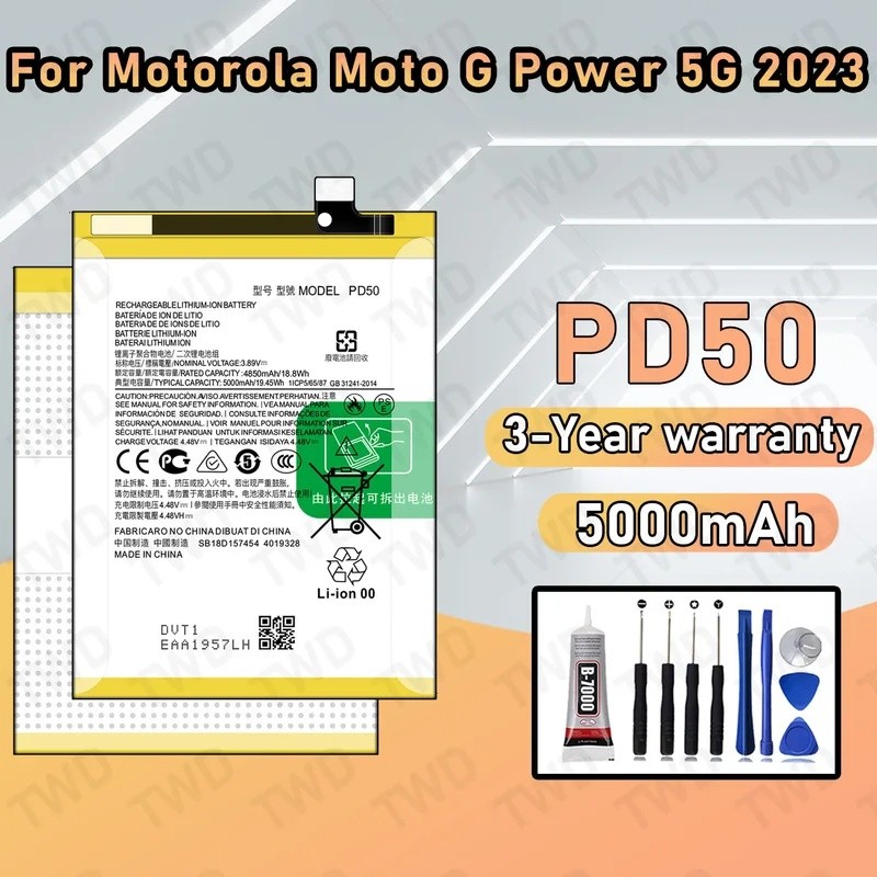 PD50 Bateria De Grande Capacidade Para Motorola Moto G Power 5G 2023 Baterias No