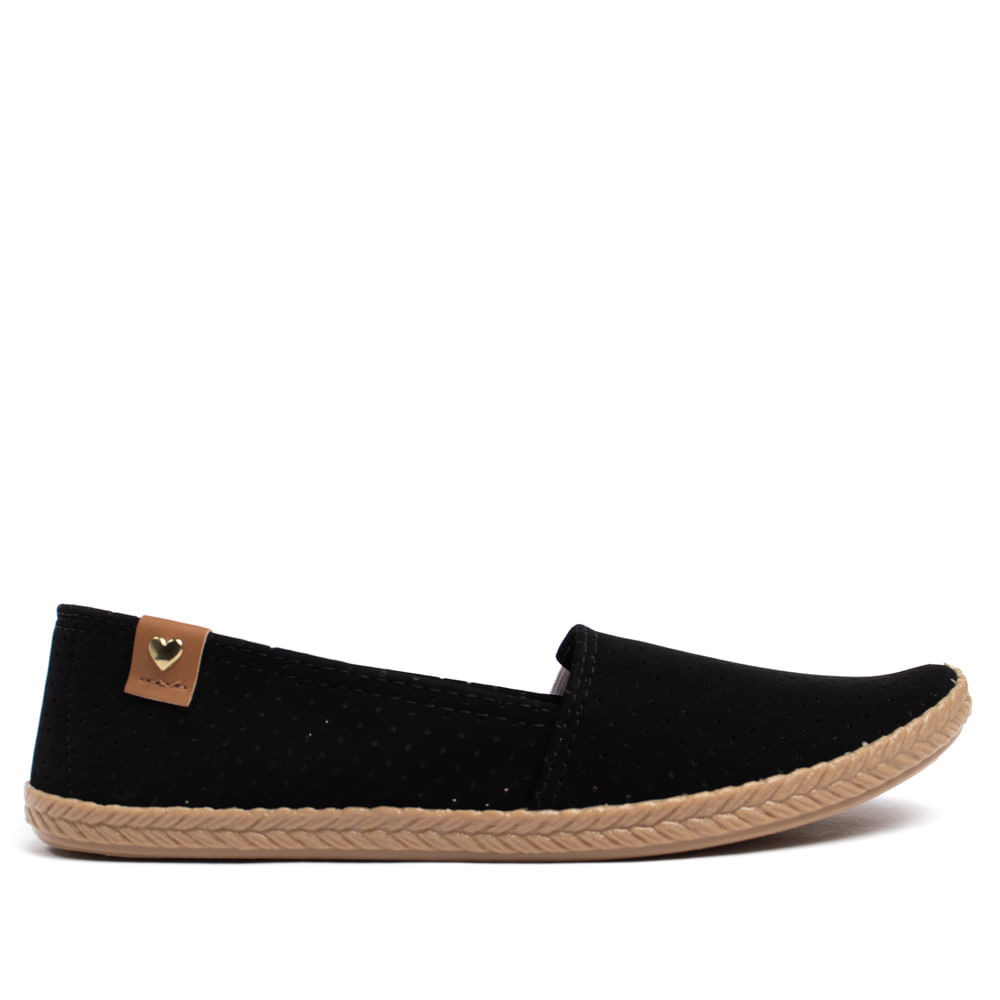 Sapatilha Feminina Moleca Nobuck com Furos Preto