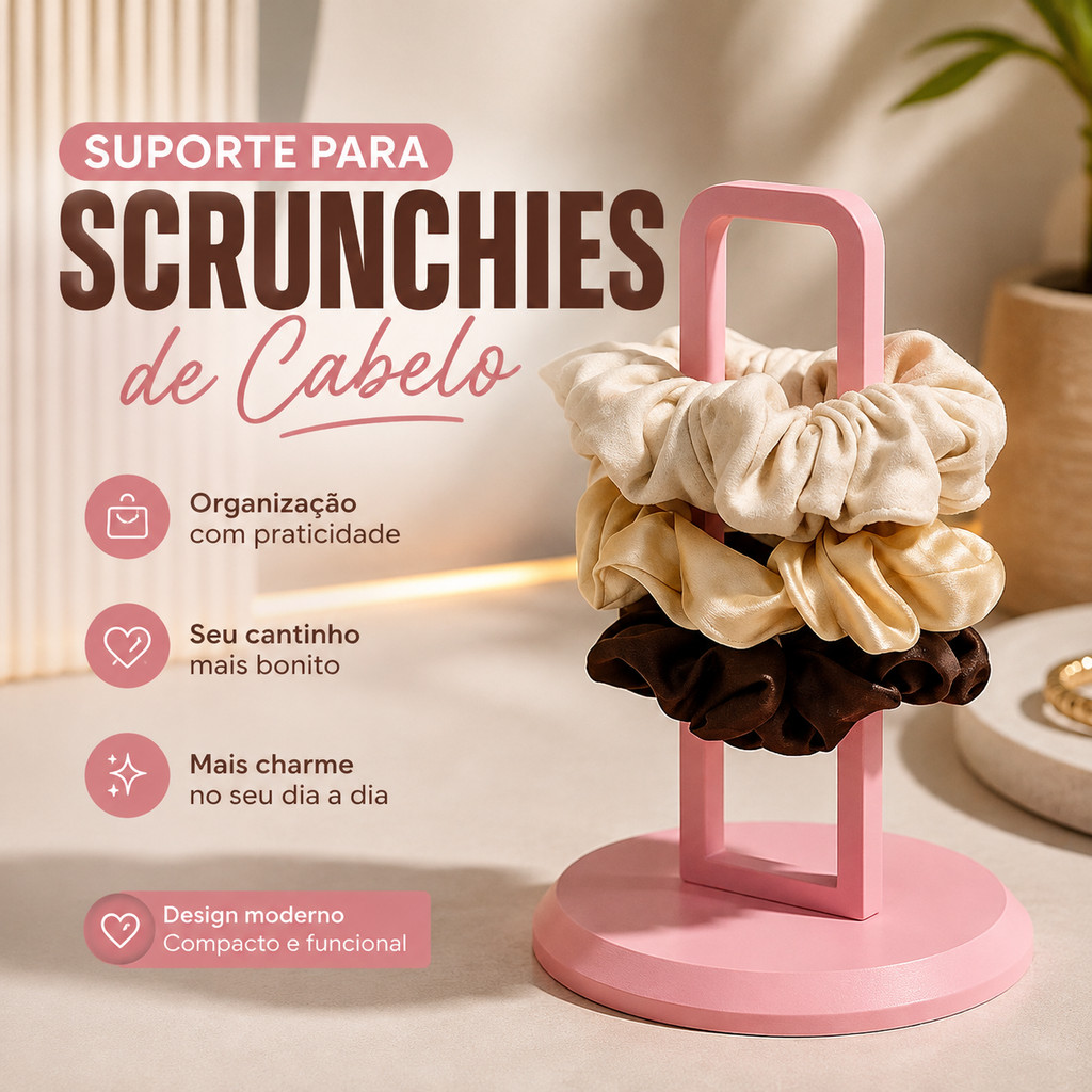Suporte para Scrunchies de Cabelo Organizador de Xuxinhas e Elásticos para Penteadeira