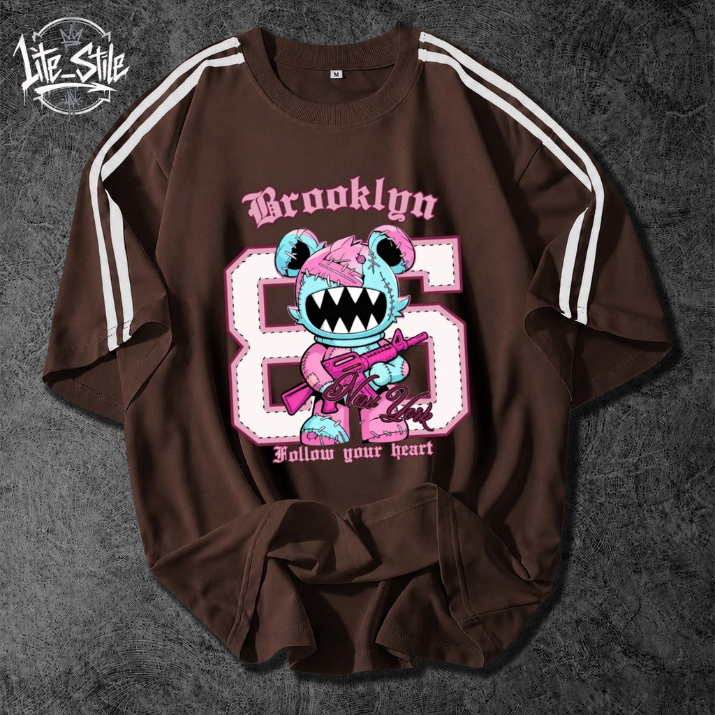Camiseta Brooklyn Manga Listrada Streetwear Moda de Rua Unissex 100% Algodão Premium Lançamento Envio Imediato