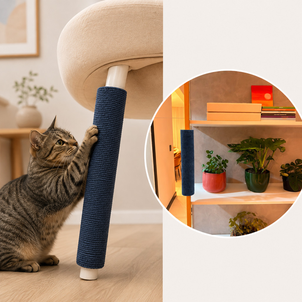 Kit 2 Arranhador Para Gatos Tubo Multiuso P/ Cadeiras Brinquedo Interativo Para Gatos Protetor de Moveis