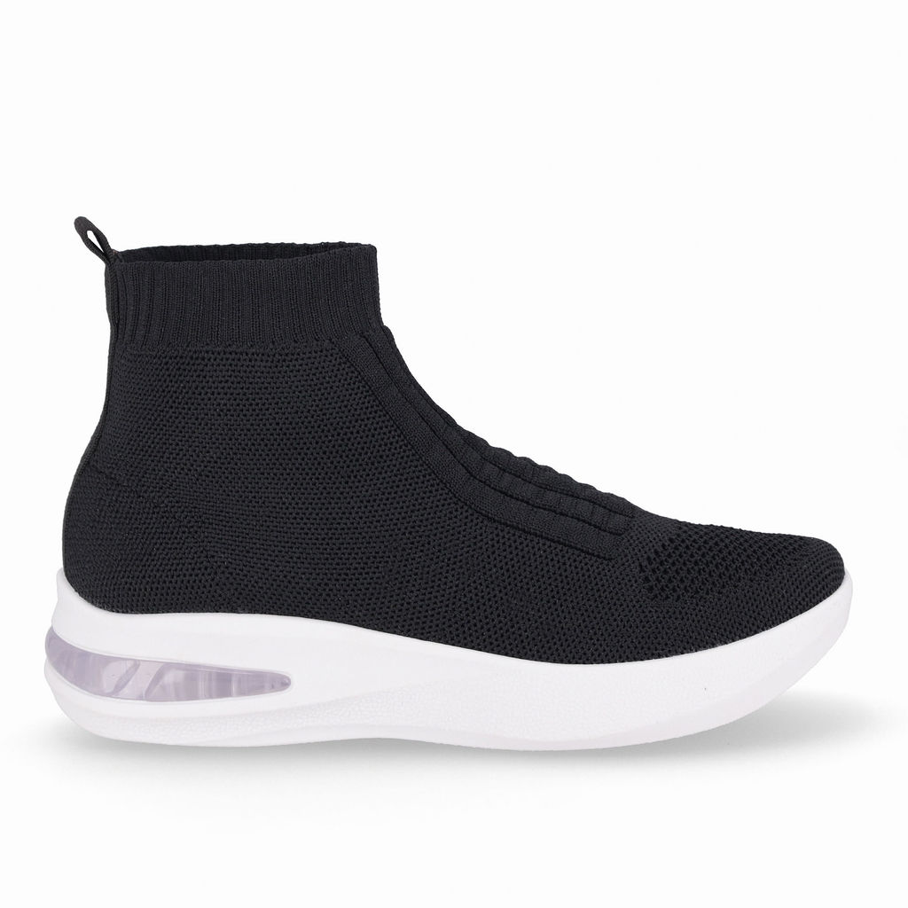 Bota SoftStep Cano Curto Anabela Médio Preto