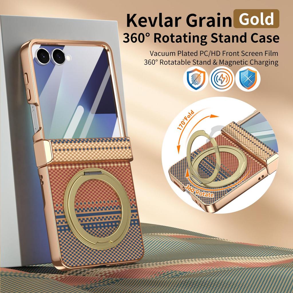 Capa Galvanizada De Grão Kevlar 360 Com Suporte De Anel Magnético Giratório Para