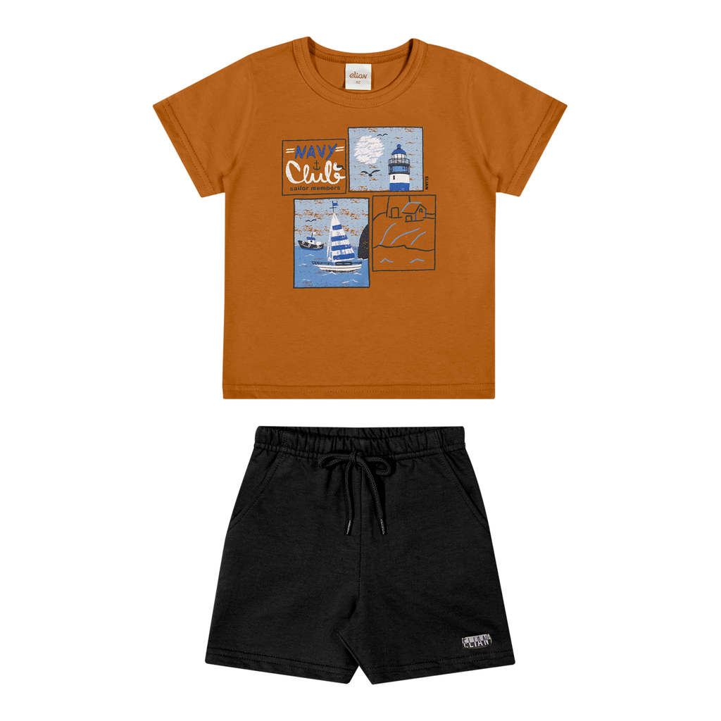 Conjunto Infantil Menino Desenho Navy Elian Marrom — imagem 2 de 2