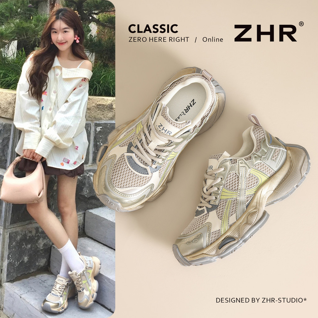 ZHR papai sapatos femininos 2026 novo estilo verão sola grossa aumentando tênis leve malha de sola macia respirável sapa