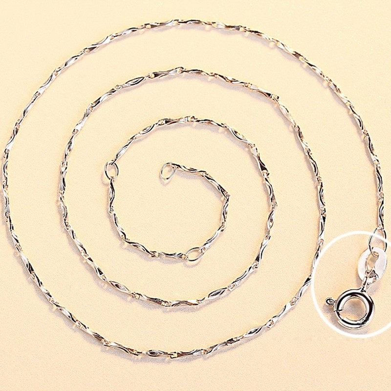 Chapeamento pt950 platina colar 18k ouro branco colar feminino clavícula corrente 2026 jóias longo curto fino colar