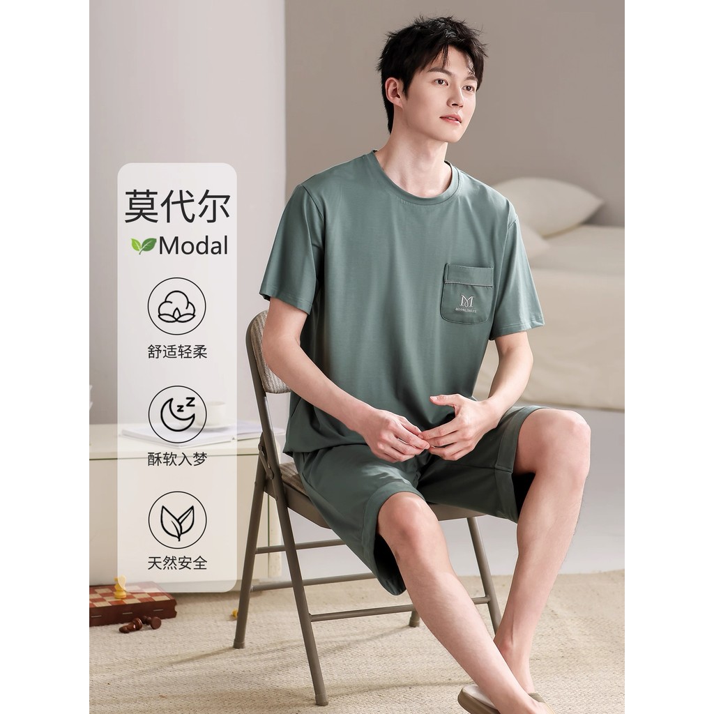 2026 novo estilo Modal pijamas masculinos verão calças de manga curta Casual verão exterior Wearable Homewear terno