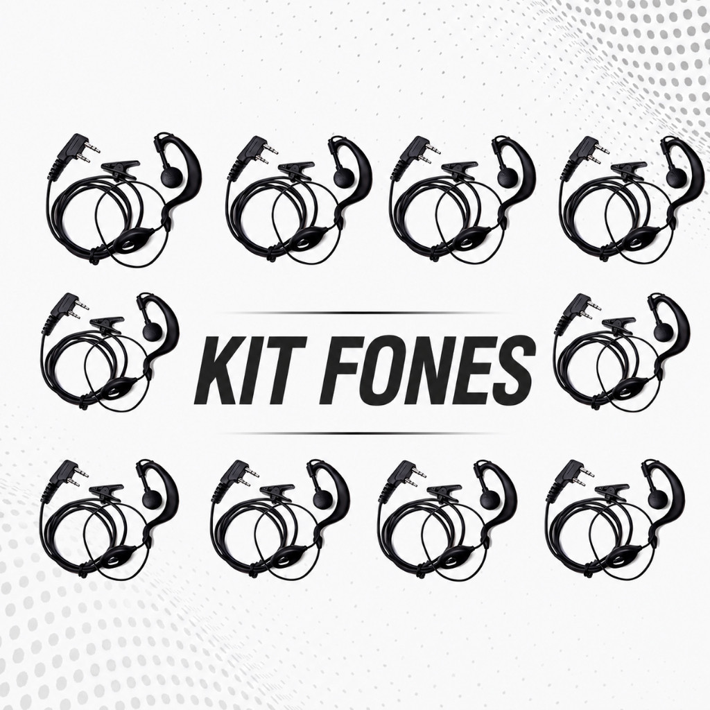 Kit 5 e 10 Fone Para Radio Comunicador Baofeng 777 Segurança Comunicação Equipe Alta Qualidade Uso Profissional
