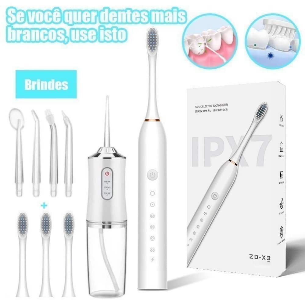 Irrigador Dental Portátil USB e Escova de Dentes Sônica Cuidado Gengival