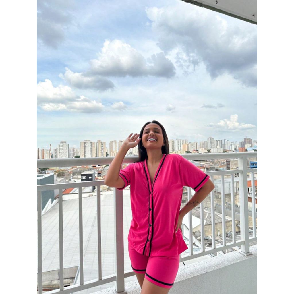 Pijama Feminino Curto em Malha Nacional Confortável