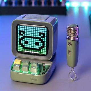 Divoom divoom microfone Pixel pequeno computador Bluetooth alto-falante sem fio K-Song microfone Retro alto-falante 4a g