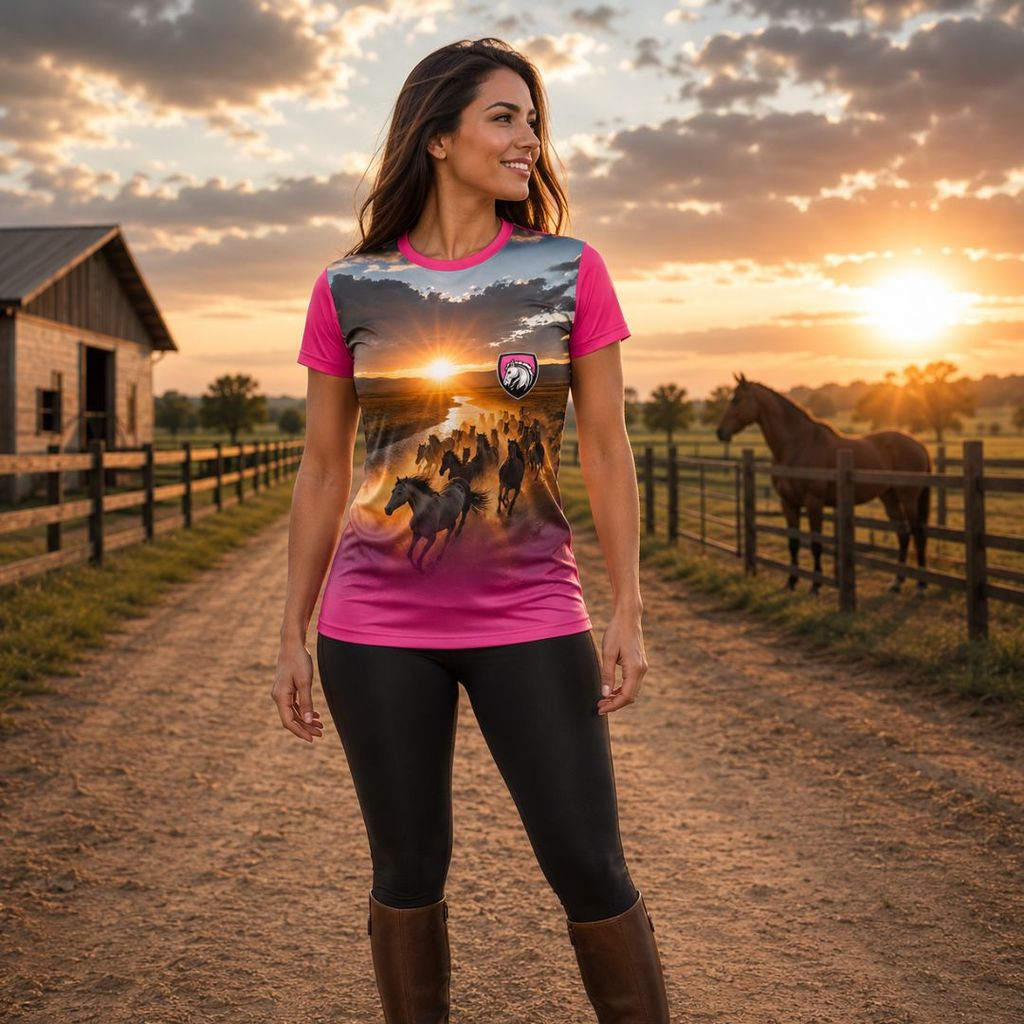 Camiseta Feminina Estampada Cavalo Country Camisa Boiadeira Rodeio Cavalgada Mangalarga Moda Country