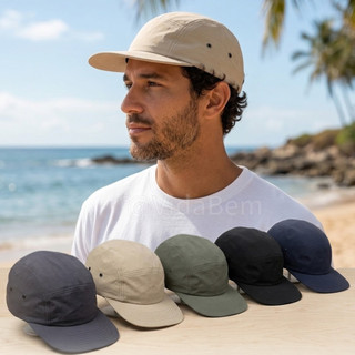 Boné Aba Reta 5 Panel Unissex Estilo Urbano Casual Com Fivela Ajustável Respirável