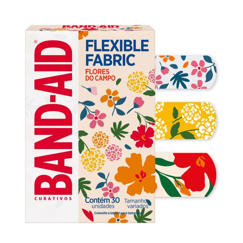 Curativo Band-Aid Fabric Flores Tamanhos Variados 30 Unidade