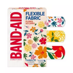 Curativo Band-Aid Fabric Flores Tamanhos Variados 30 Unidade