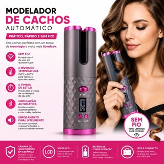 Modelador de Cachos Automático Sem Fio USB, Cerâmica Recarregável Portátil VANCON