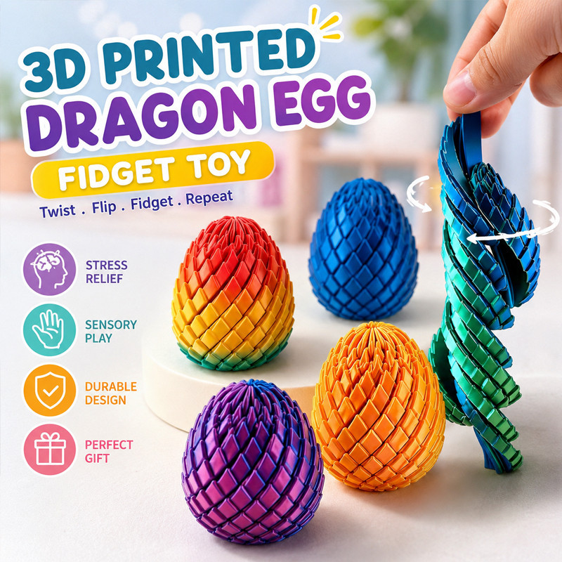 3D Impresso Fidgets Dragão Ovo Alívio Do Estresse Brinquedo Articulado Alongamento Sensorial Fidget Toy