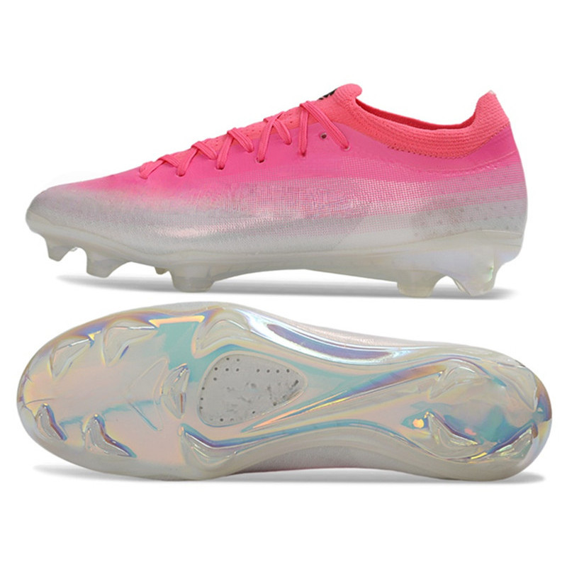 Mais Recentes Chuteiras De Malha FG Tamanho 37-43BR Sapatos Masculinos Rosa E Branco À Prova D'água
