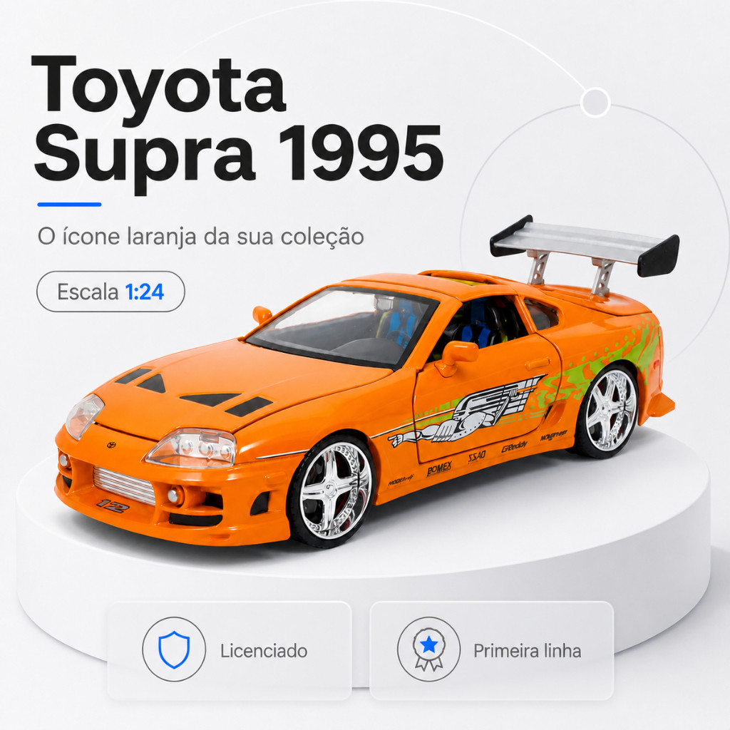 Miniatura Toyota Supra 1:24 Fast Furious Brian Metal Diecast Carrinho Colecionável Carro Esportivo Presente Decoração