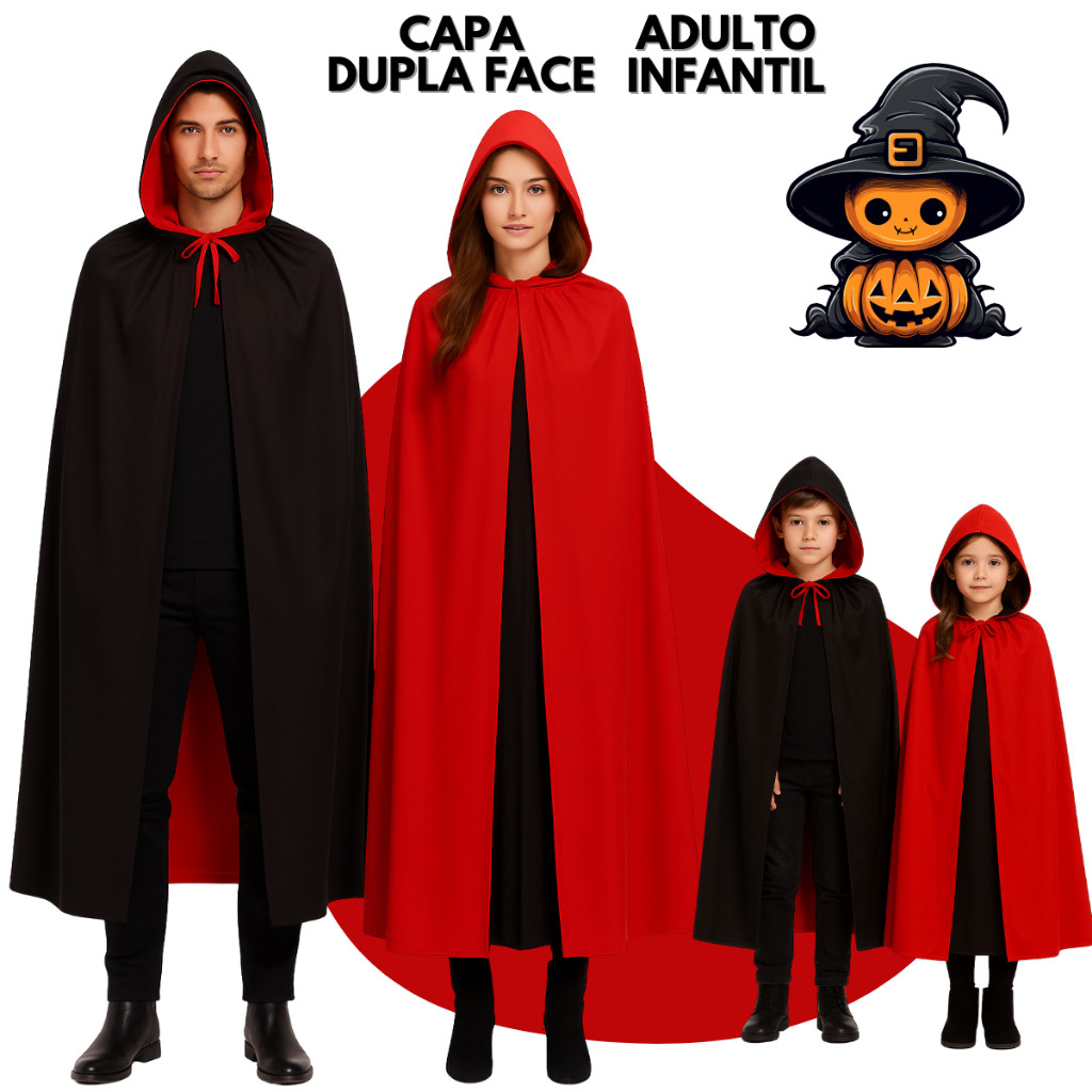 Capa De Vampiro Drácula Halloween Umbanda Candomblé Carnaval Dupla Premium
