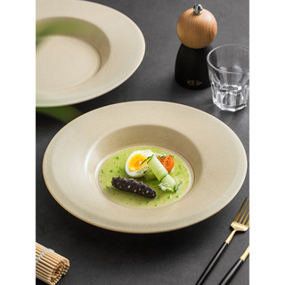Fabricante de palha chapéu placa cerâmica salada placa Hotel comida ocidental macarrão placa Retro placa de aba larga re