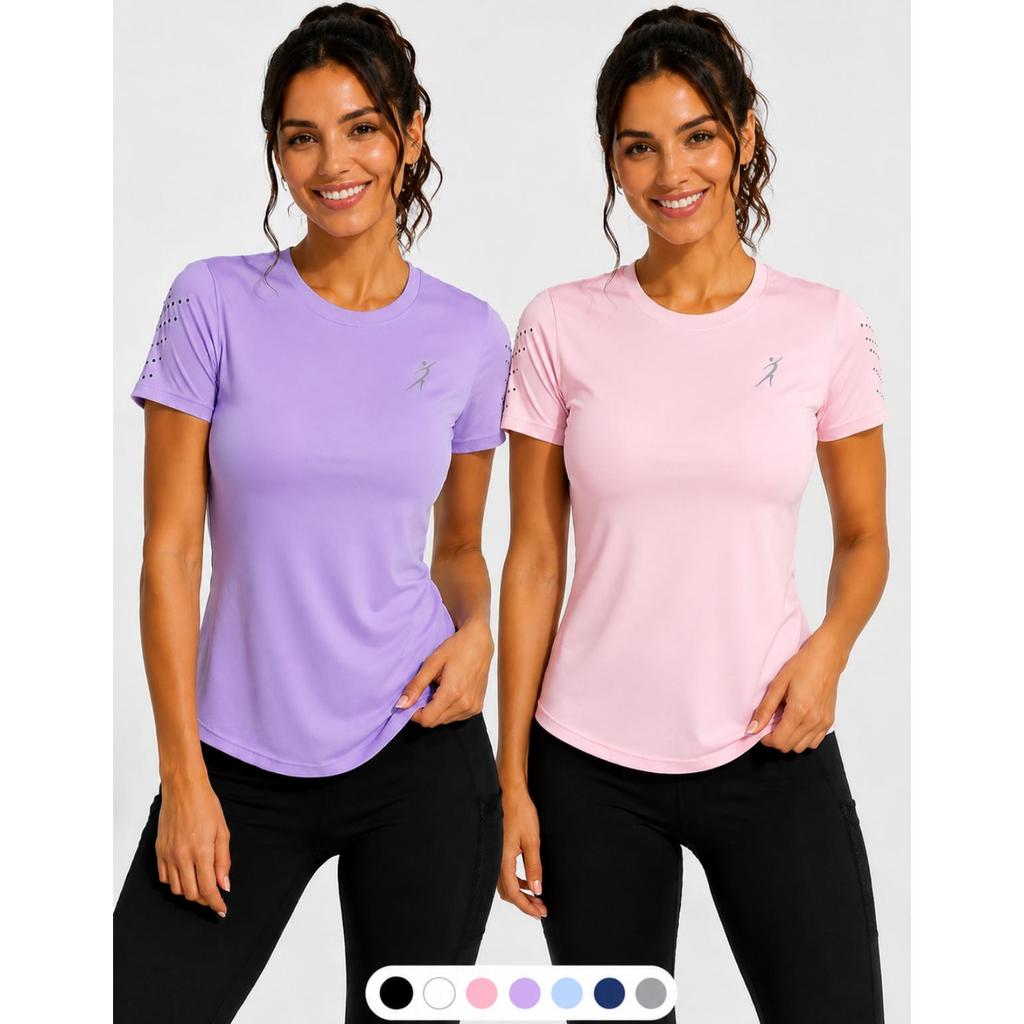 Kit 2 Camisetas Dry Fit Feminina Academia Fitness Varias Cores Verão 2026 Esportiva Caminhada Corrida Treino Proteção UV
