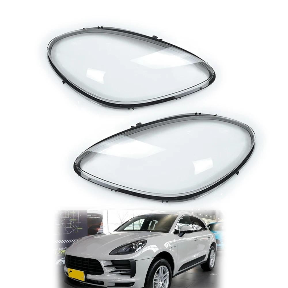 Par Para Porsche Macan 2018 2019 2020 2021 2022 Farol Do Carro Escudo Lâmpada Sombra Lente Capa De Alta Qualidade
