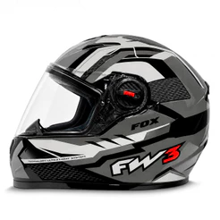 Capacete Moto Fechado GTN Fox Grafite FW3 Tamanho 56 58 60 Viseira Transparente Motociclista Masculino Feminino