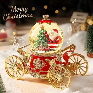 Presente De Natal Carro De Cavalo Bola De Cristal Caixa De Música Enfeites Oito Sons Areia Movediça Papai Noel Para Cria