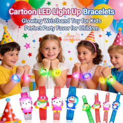 50 Peças Pulseiras Iluminadas Com LED De Desenho Animado Pulseira Brilhante Brinquedo Para Lembrancinhas De Festa Crianç