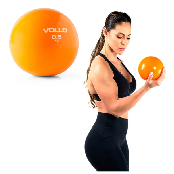Bola Tonificadora 0,5kg Pilates Yoga Funcional Toning Ball Fitness Cor Laranja Vollo