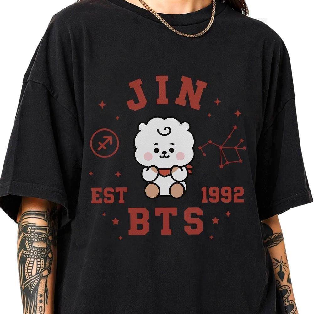 Camiseta Unissex Algodão Estampa Personagens BT21 BTS Kpop Camiseta Fã Casual Streetwear