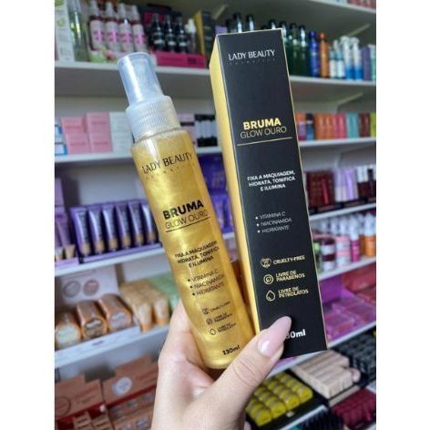 Bruma Glow Ouro Lady Beauty 130ml Iluminadora Facial Efeito Radiante Profissional