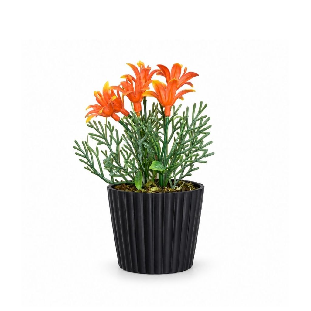 Mini Lírio Artificial em Vasinho Decorativo Preto para Casa