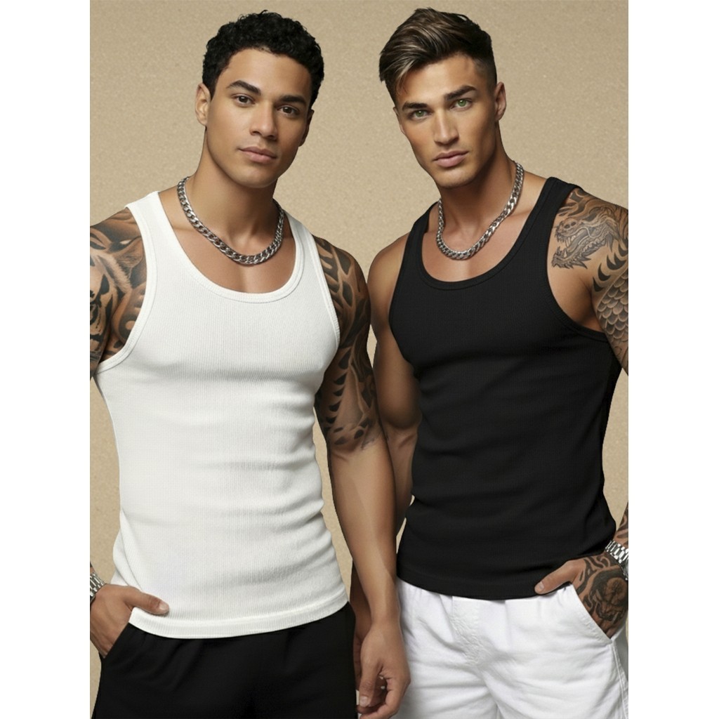 Regata Masculina Básica Modelo Americano Oversized Academia Confortável Canelado Premium