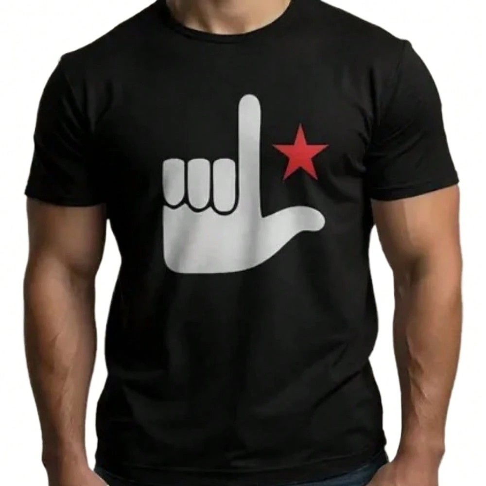 Camiseta Masculina Estrela Vermelha - Camisa Estampada Politica Unissex 100% Algodão Plus Size
